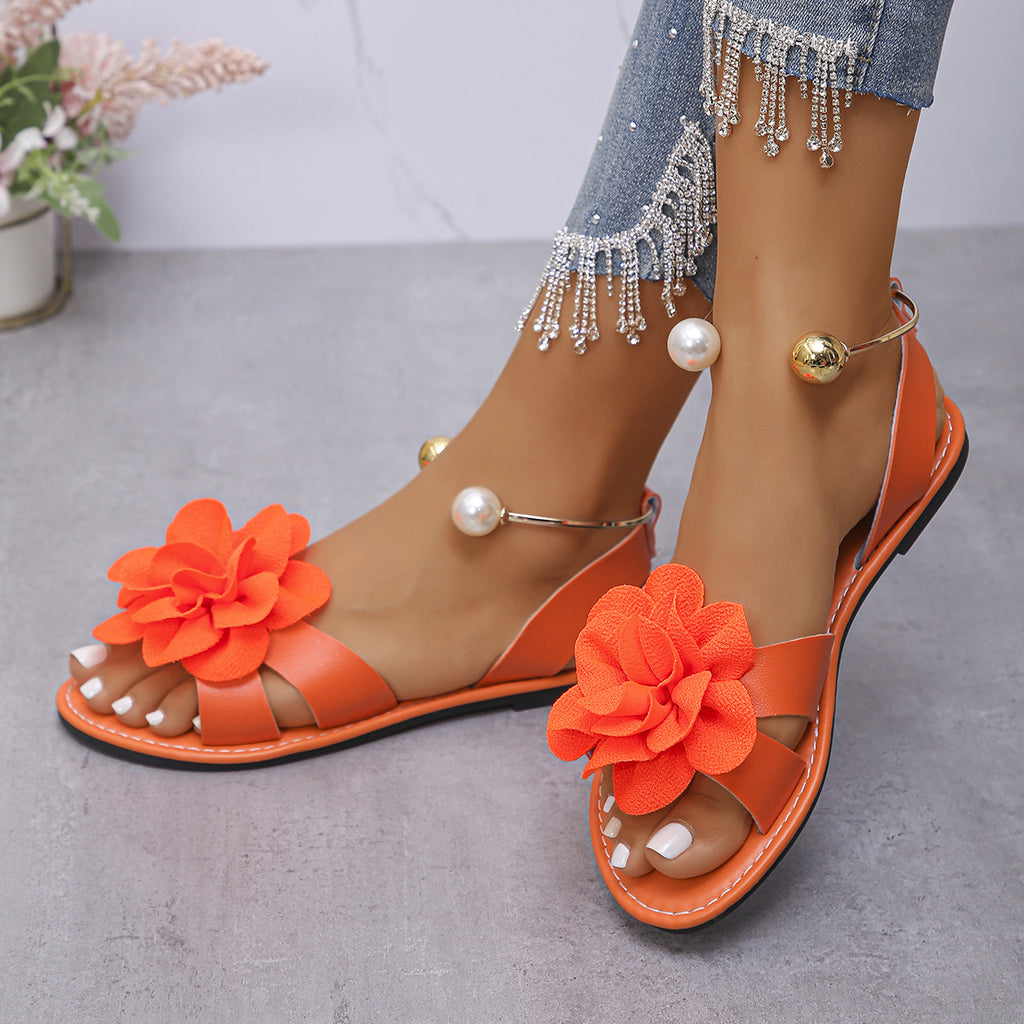 Sandalias Planas Flor & Perla
