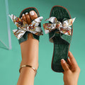 Sandalias Planas Tipo Mule con Textura Croco y Lazo Estampado