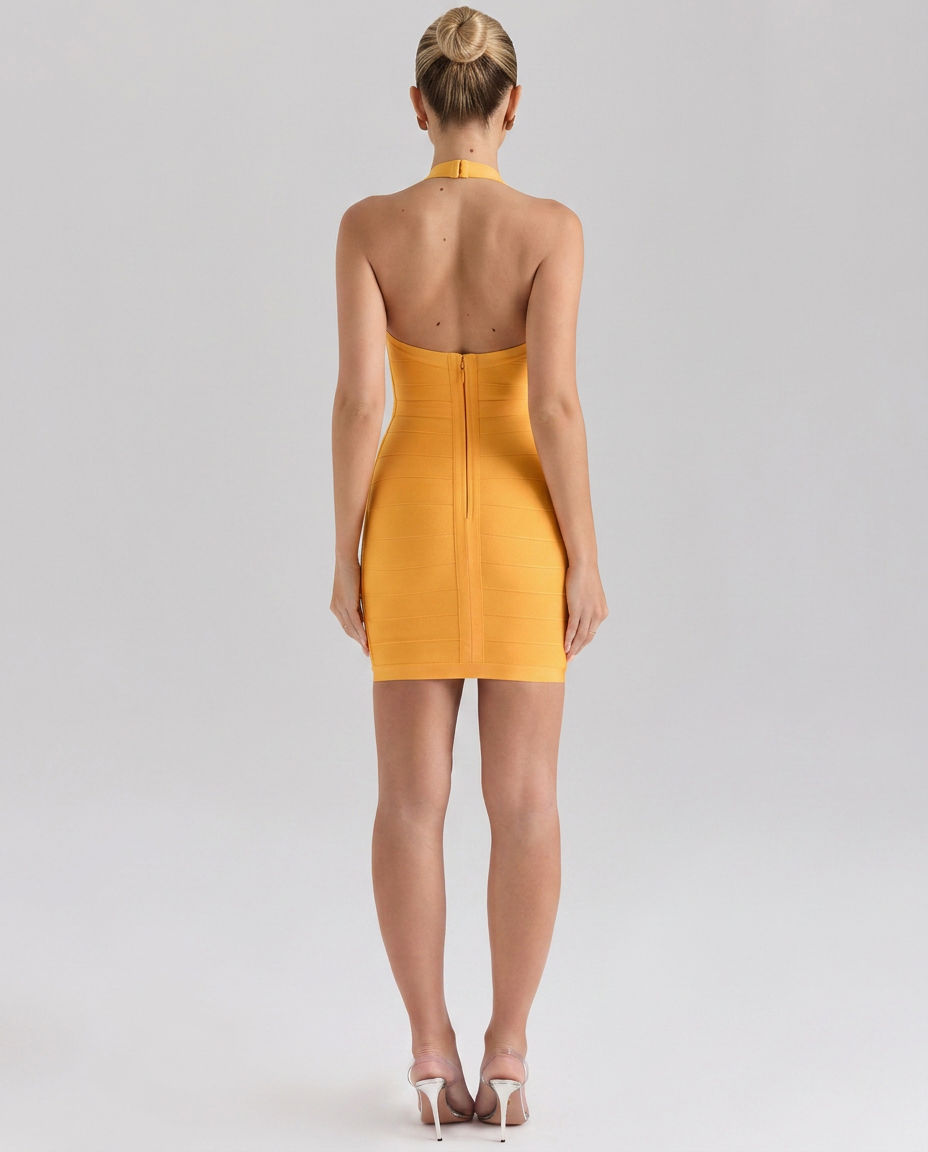 Lourdes • Vestido Corto Sculpt Halter