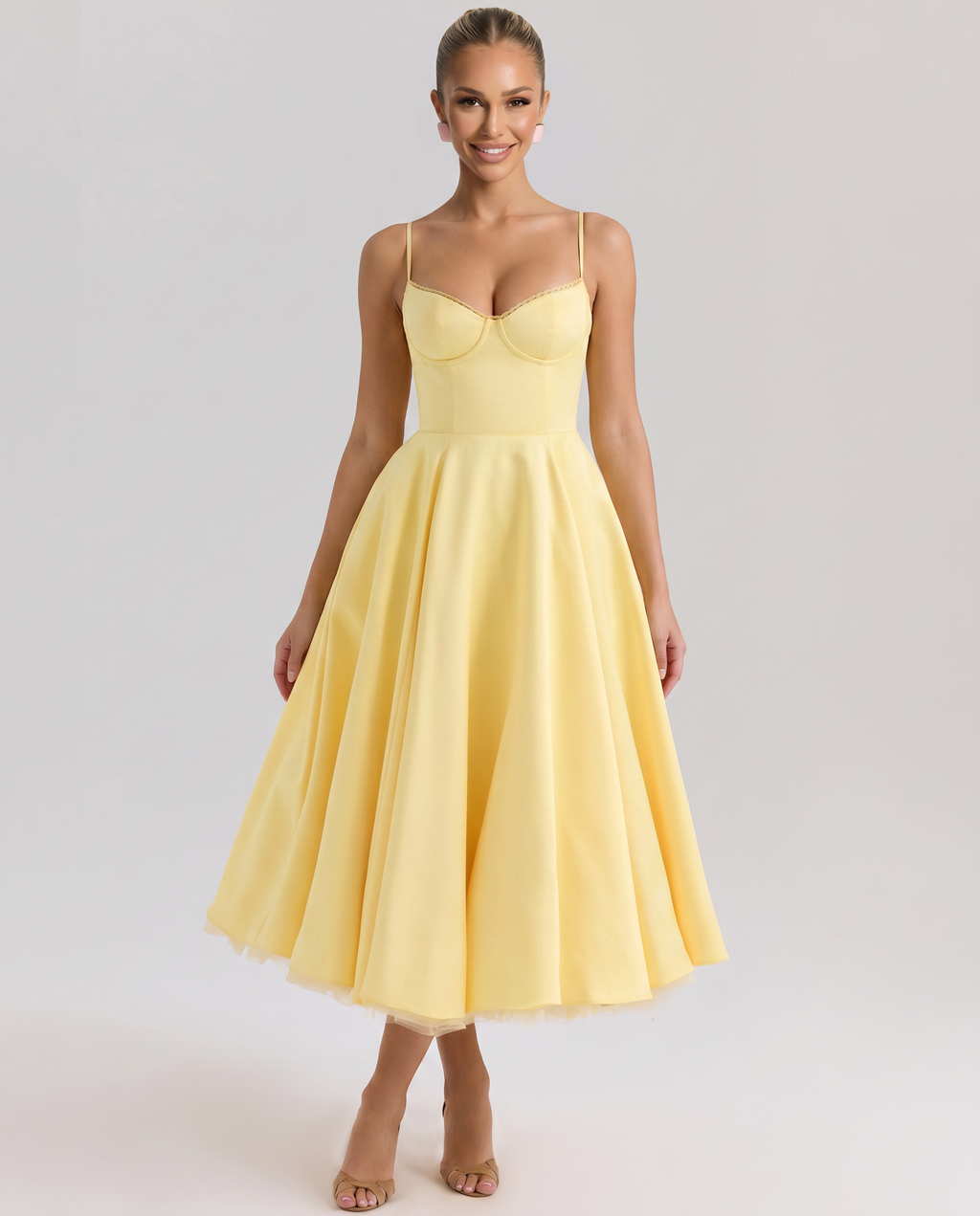 Dalia • Vestido Midi de Tul con Corsé Estructurado