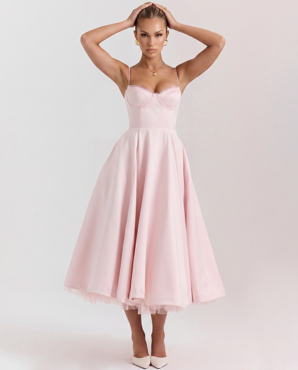 Dalia • Vestido Midi de Tul con Corsé Estructurado