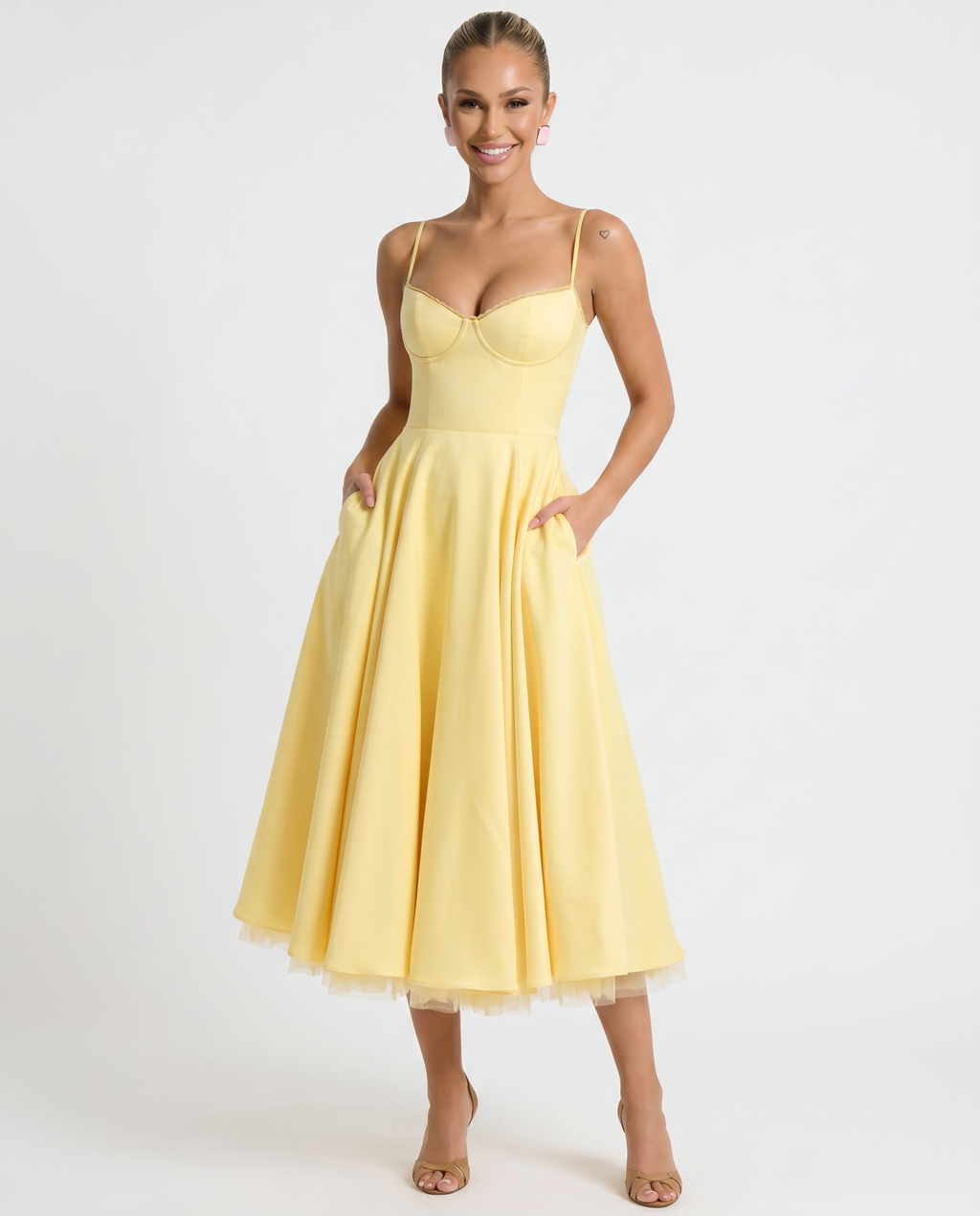 Dalia • Vestido Midi de Tul con Corsé Estructurado