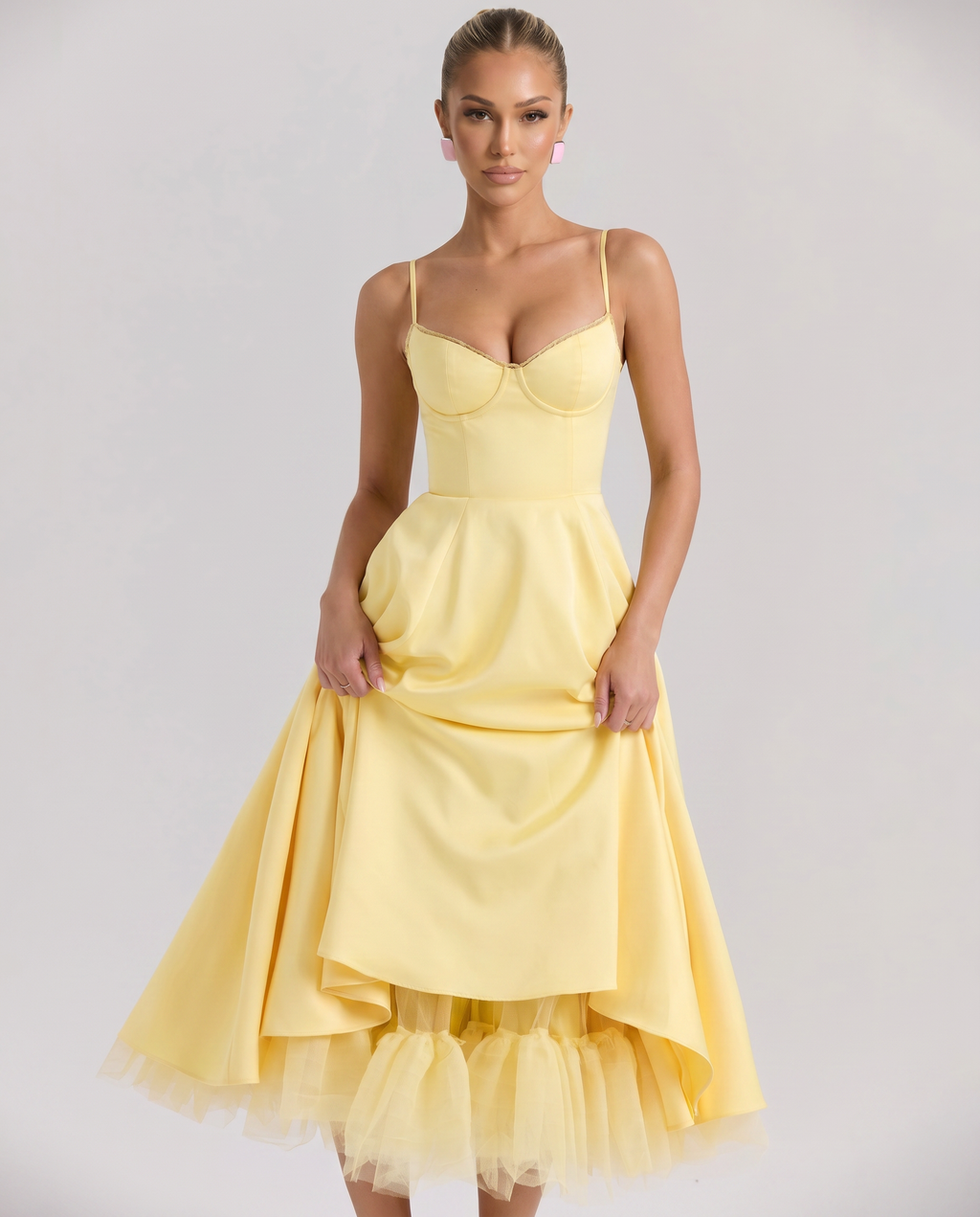 Dalia • Vestido Midi de Tul con Corsé Estructurado