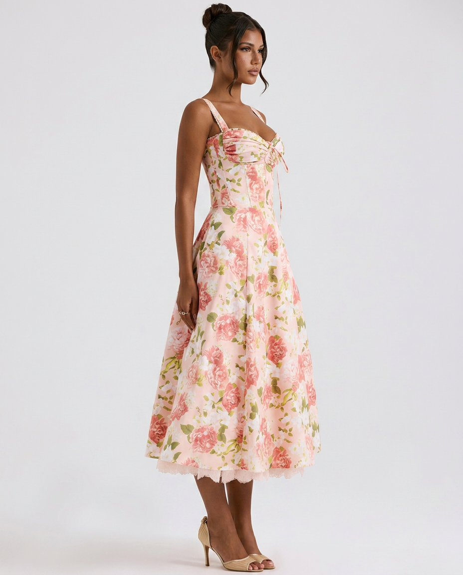 Alberta • Vestido Midi Floral Entallado