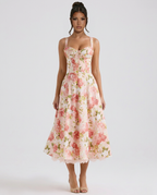 Alberta • Vestido Midi Floral Entallado