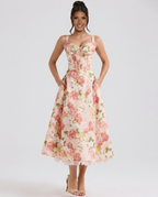Alberta • Vestido Midi Floral Entallado