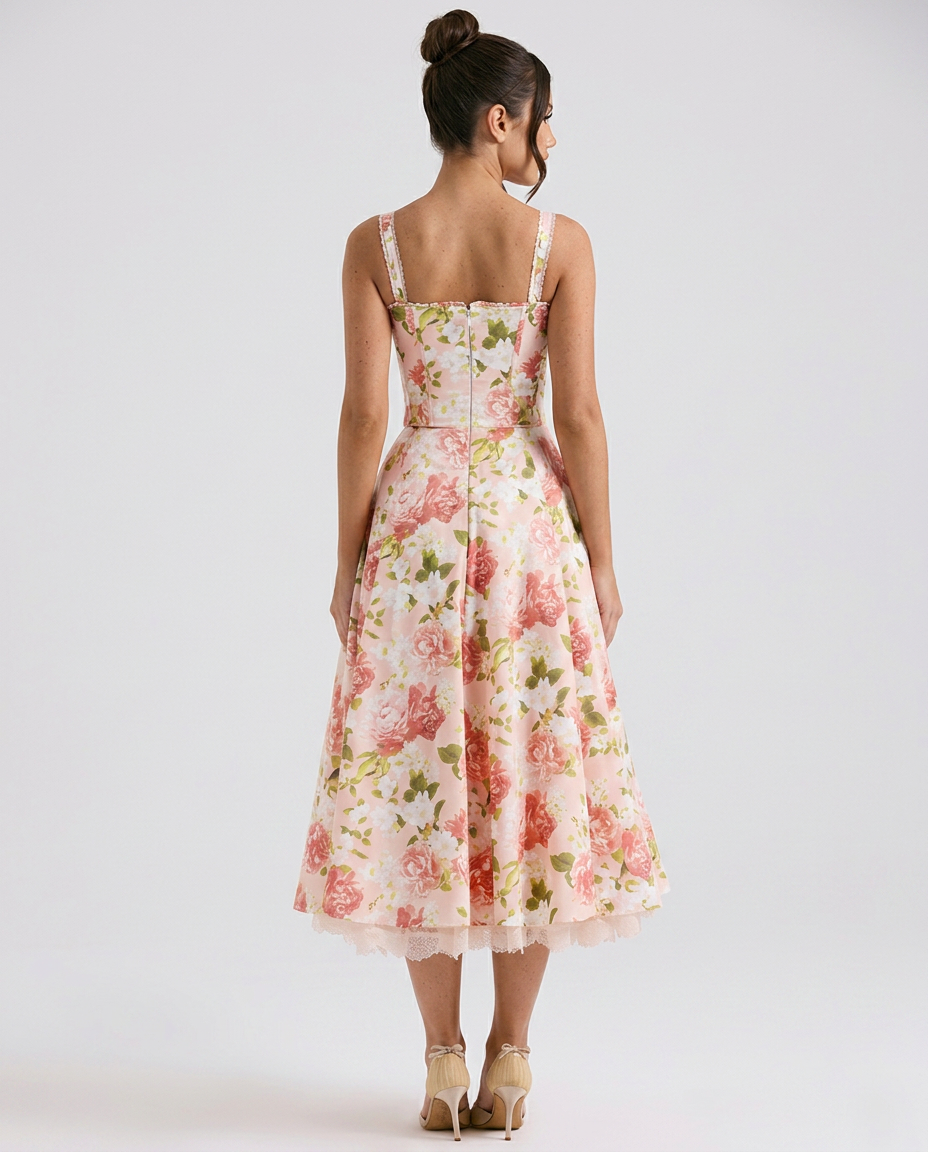 Alberta • Vestido Midi Floral Entallado