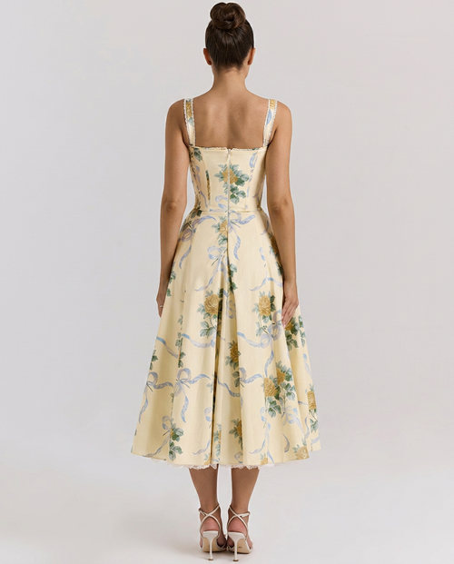 Alberta • Vestido Midi Floral Entallado