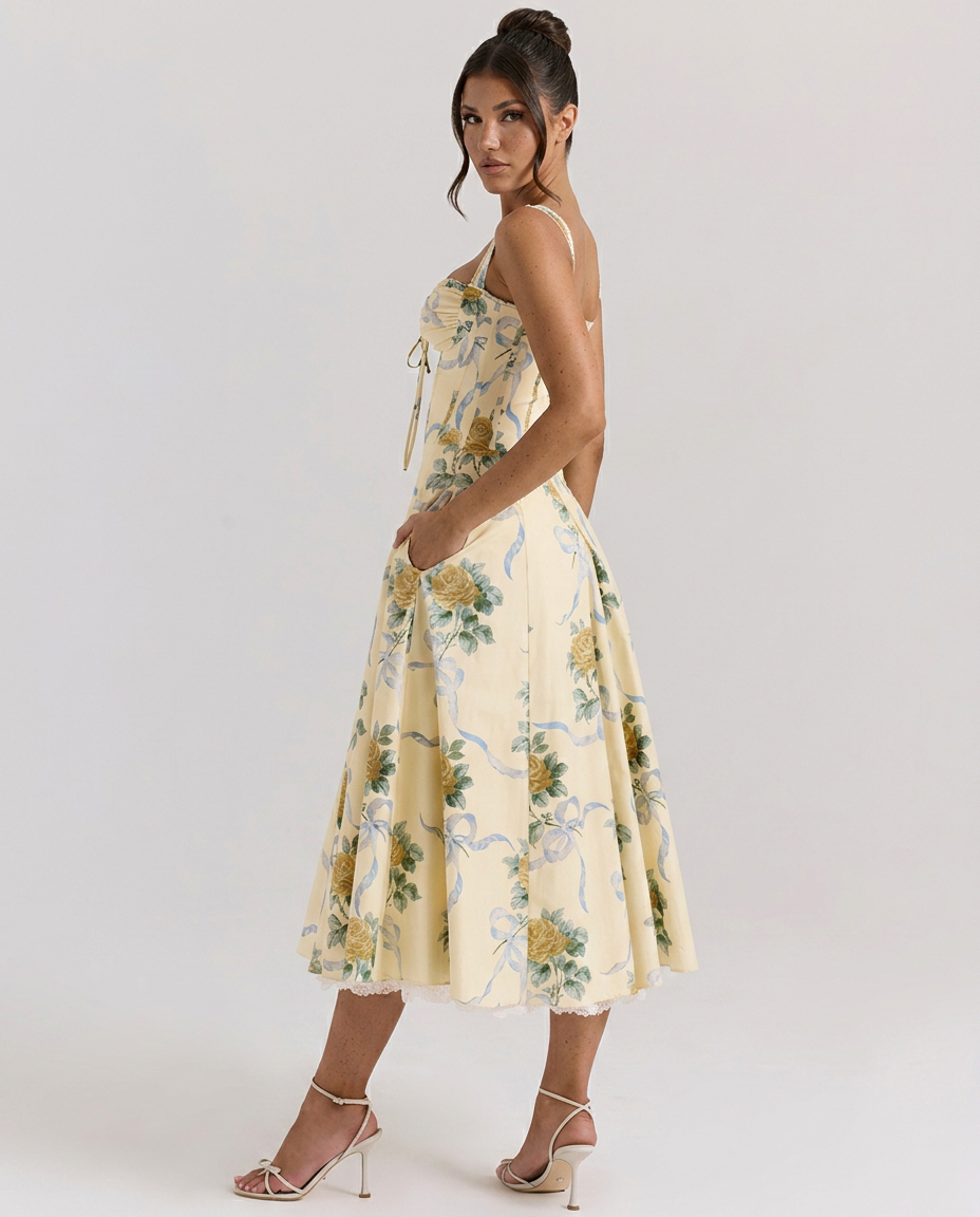Alberta • Vestido Midi Floral Entallado