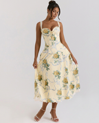 Alberta • Vestido Midi Floral Entallado