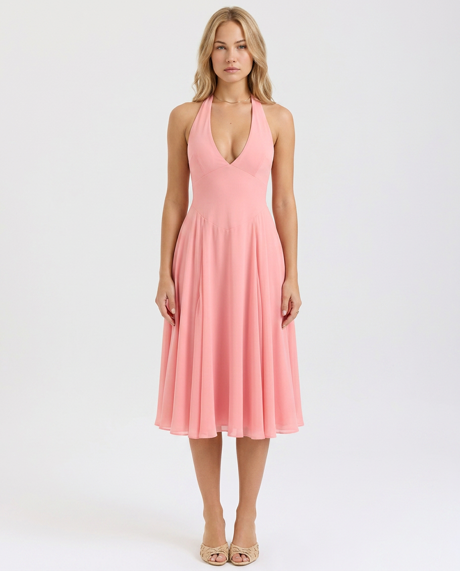 Aurelia • Vestido Halter Sculpt Midi