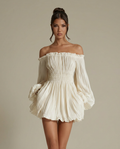 Élodie • Vestido Mini Bardot Plisado