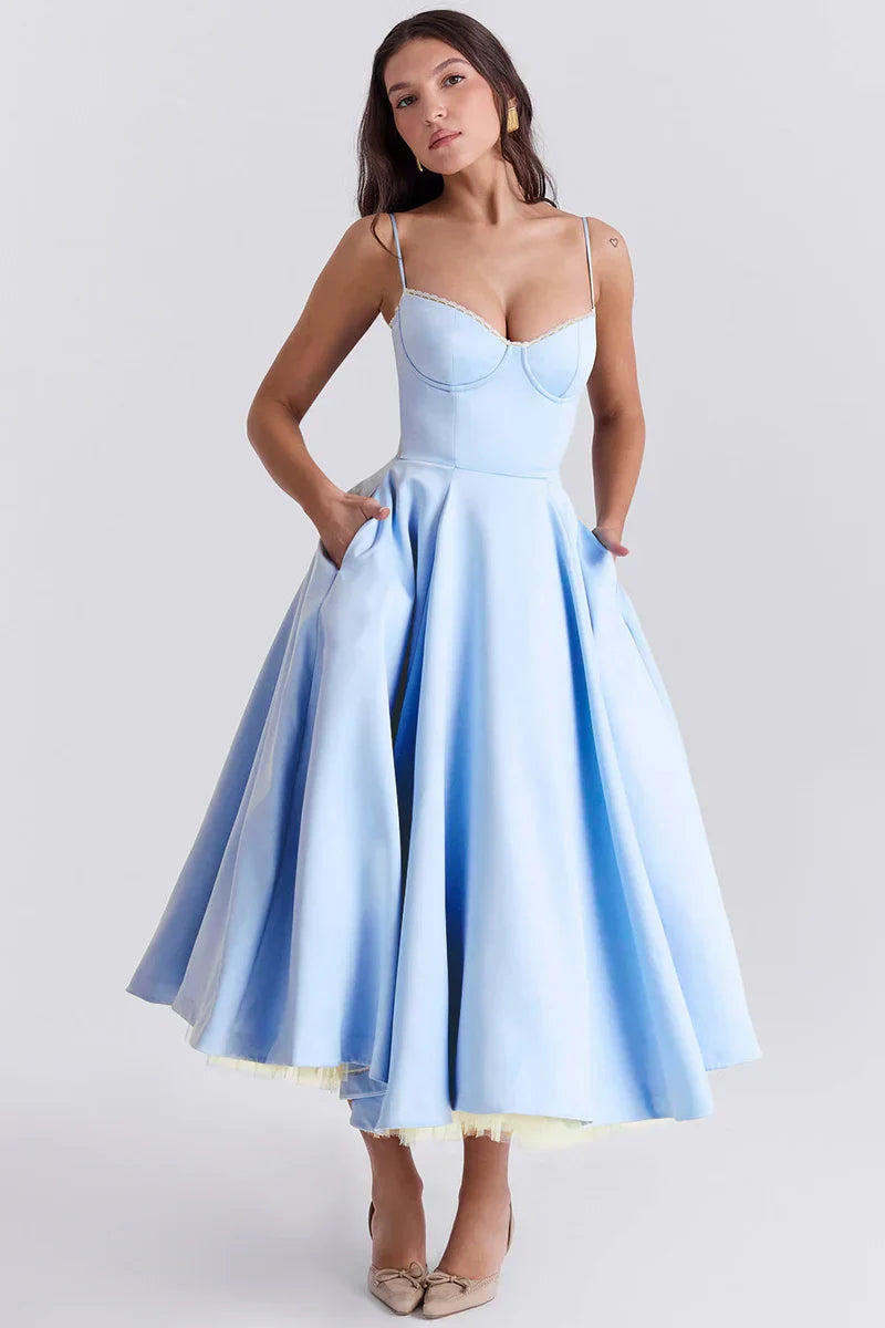 Dalia • Vestido Midi de Tul con Corsé Estructurado