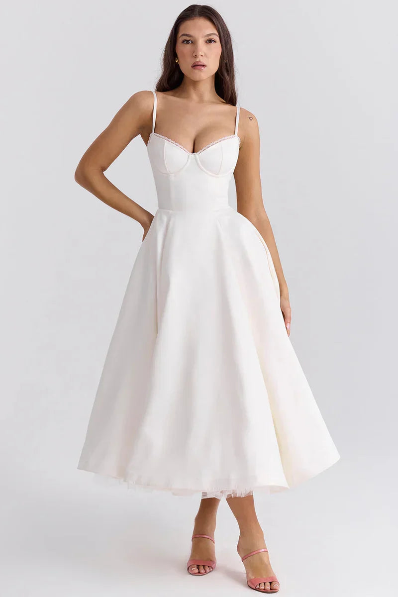 Dalia • Vestido Midi de Tul con Corsé Estructurado