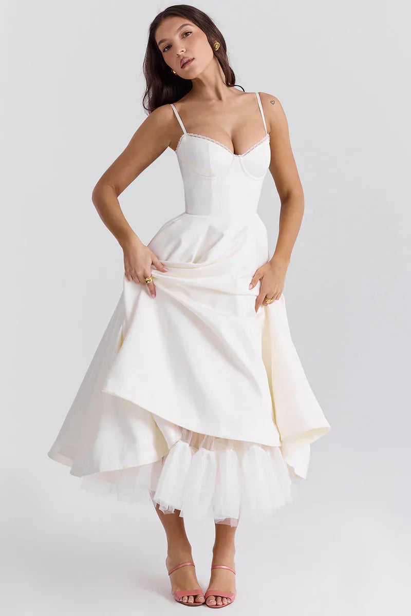Dalia • Vestido Midi de Tul con Corsé Estructurado