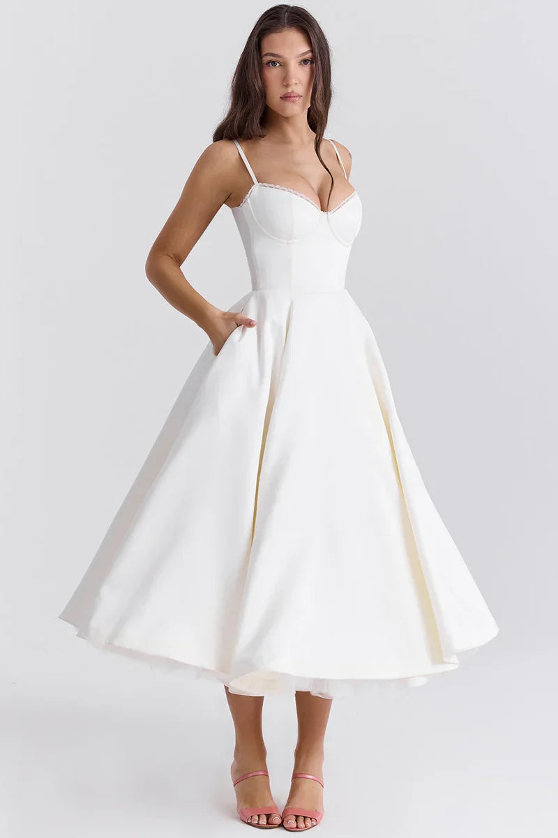 Dalia • Vestido Midi de Tul con Corsé Estructurado