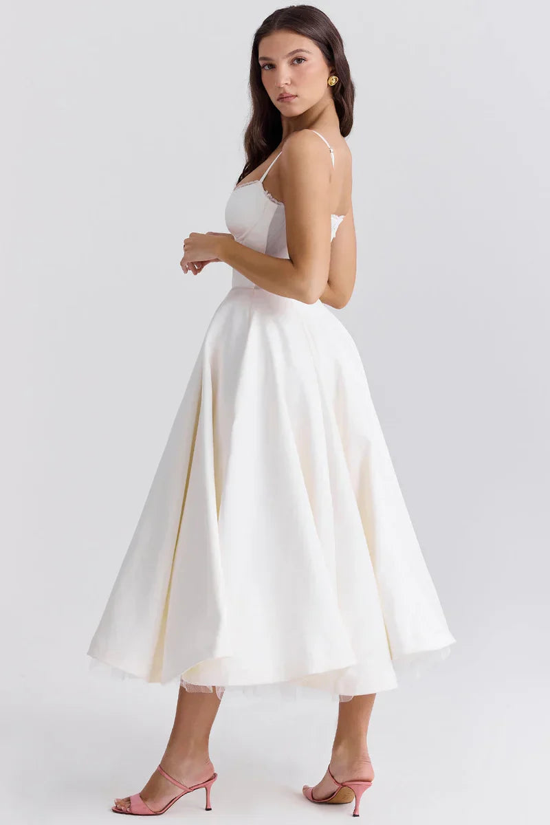 Dalia • Vestido Midi de Tul con Corsé Estructurado