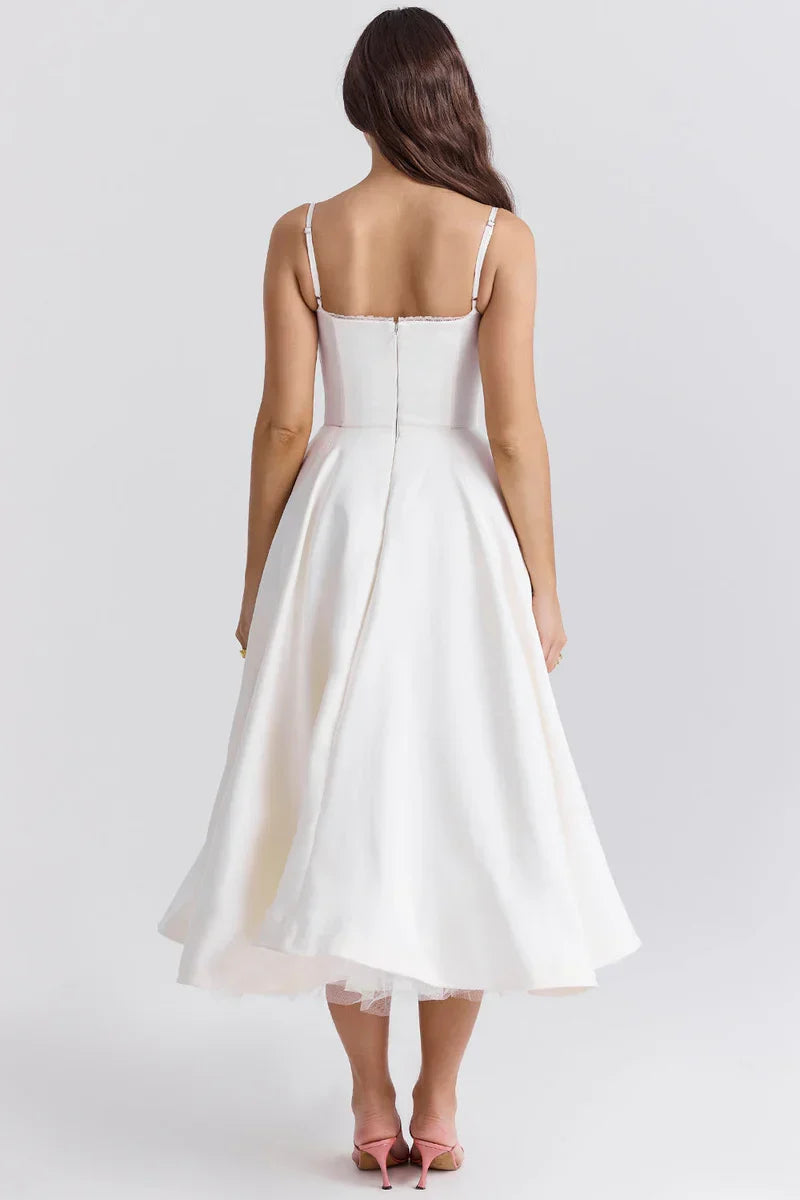 Dalia • Vestido Midi de Tul con Corsé Estructurado